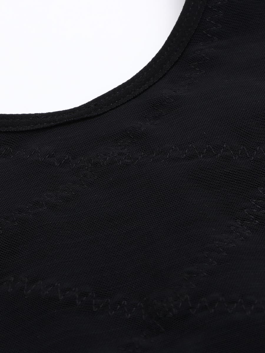 Contouring Sensation Black Crop Shapewear 3-Row Hooks Plus Size Tight Fitting