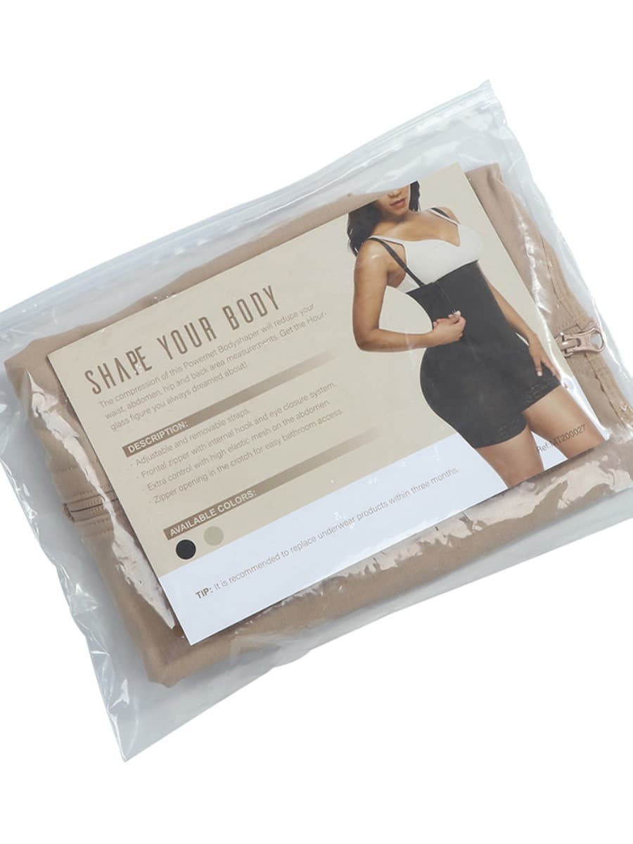 Skin Color Hourglass Zipper Closure Body Shaper Lace Trim Slimmer