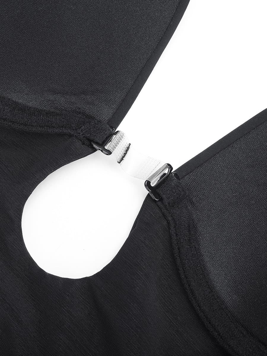 Plunge Low-Back Mid-Thigh Shapewear With Removable Hip Pads