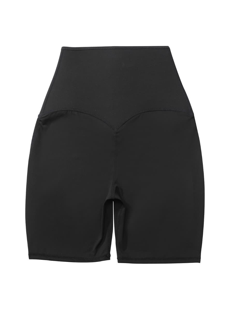 Dark Blue High Rise 3 Rows Hooks Neoprene Waist Trainer Shorts For Training