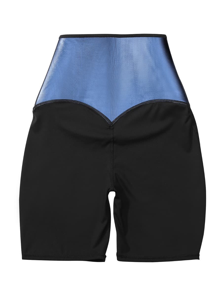 Dark Blue High Rise 3 Rows Hooks Neoprene Waist Trainer Shorts For Training