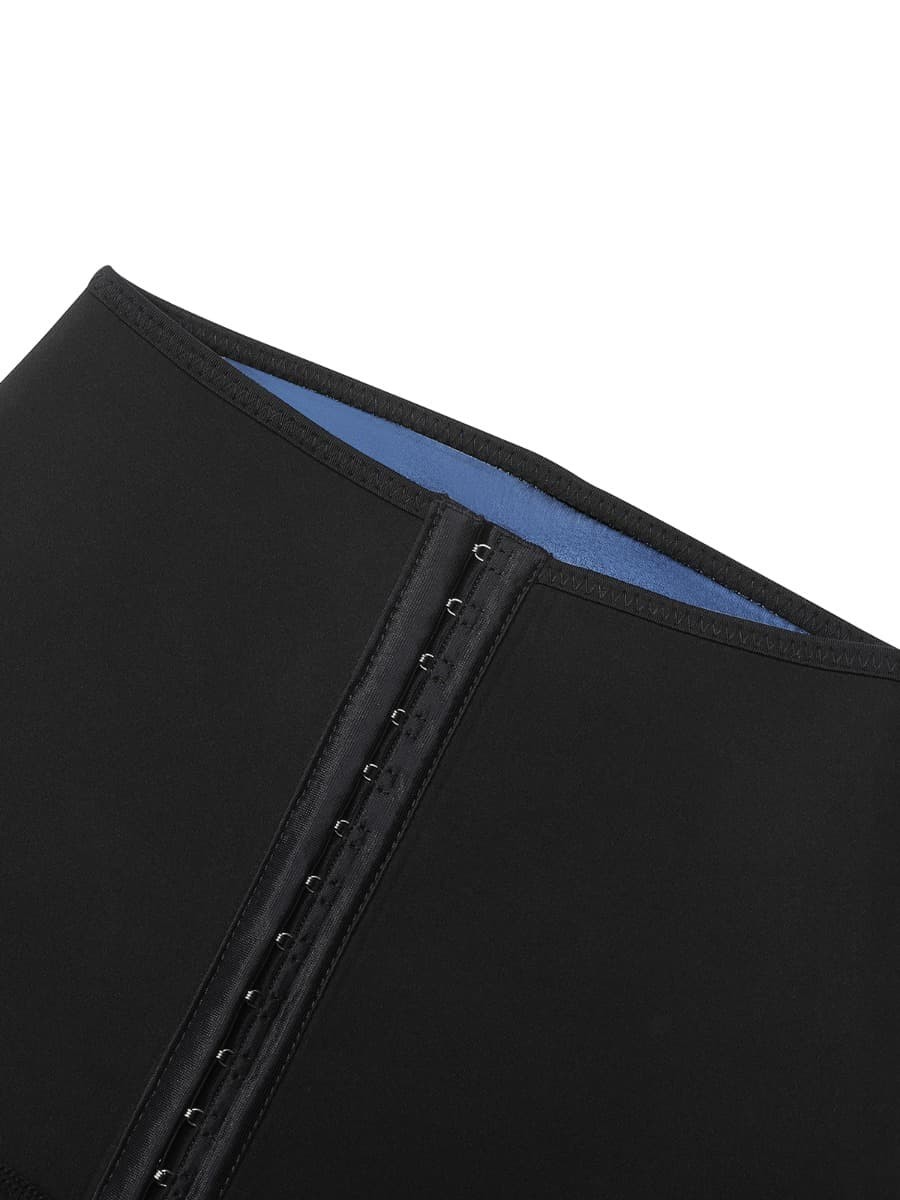 Dark Blue High Rise 3 Rows Hooks Neoprene Waist Trainer Shorts For Training