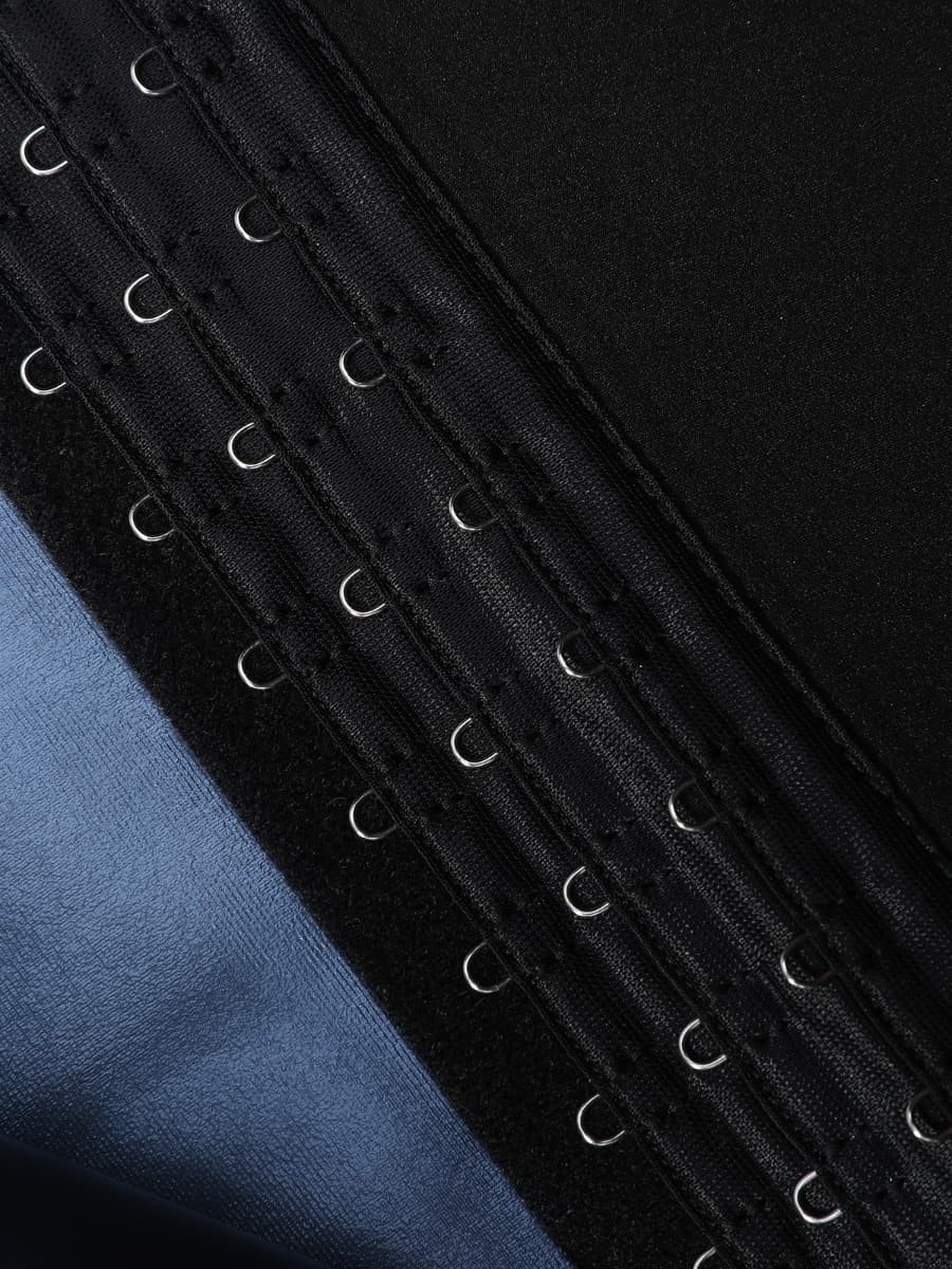 Dark Blue High Rise 3 Rows Hooks Neoprene Waist Trainer Shorts For Training