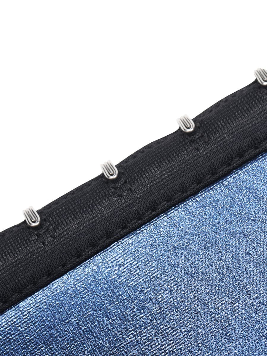 Dark Blue High Rise 3 Rows Hooks Neoprene Waist Trainer Shorts For Training