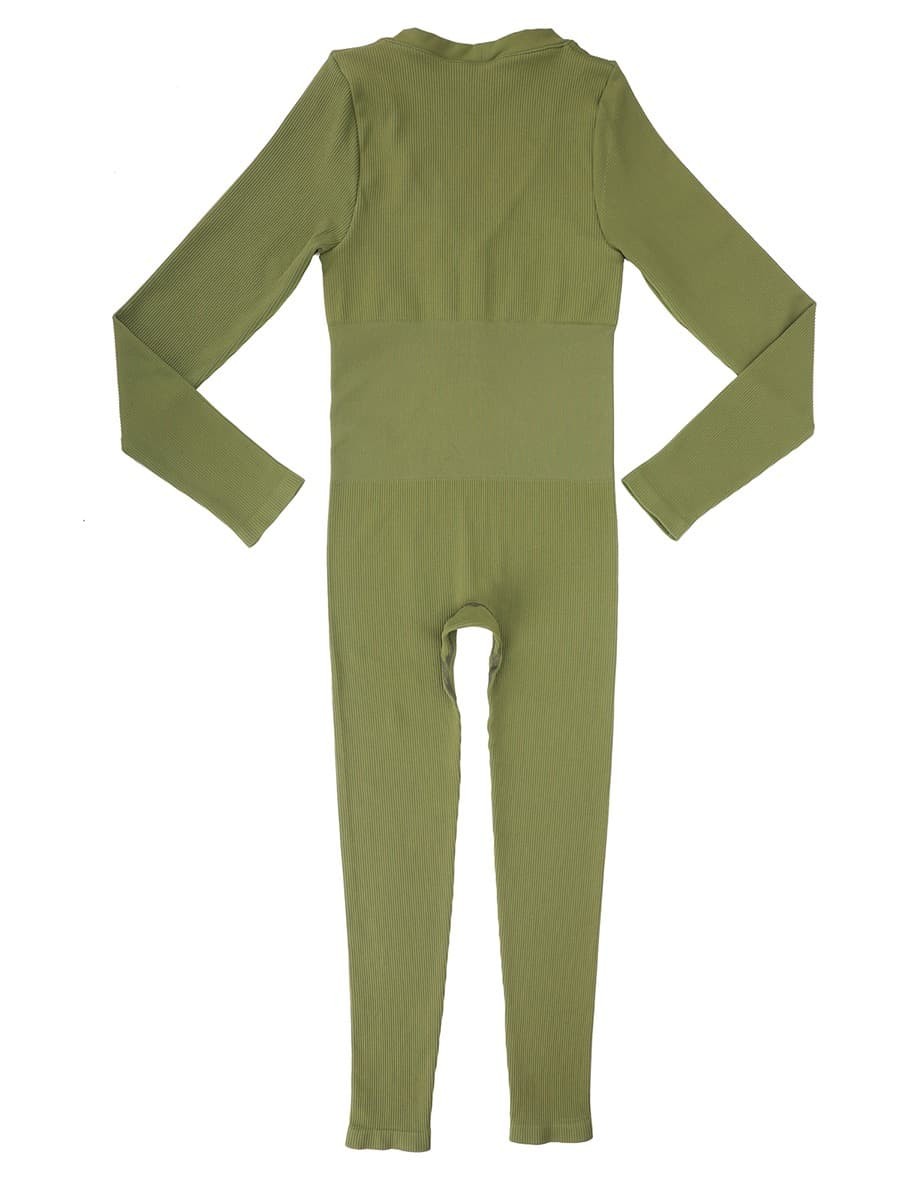Deep V-neck High Stretchy Seamless Tummy Control Jumpsuit