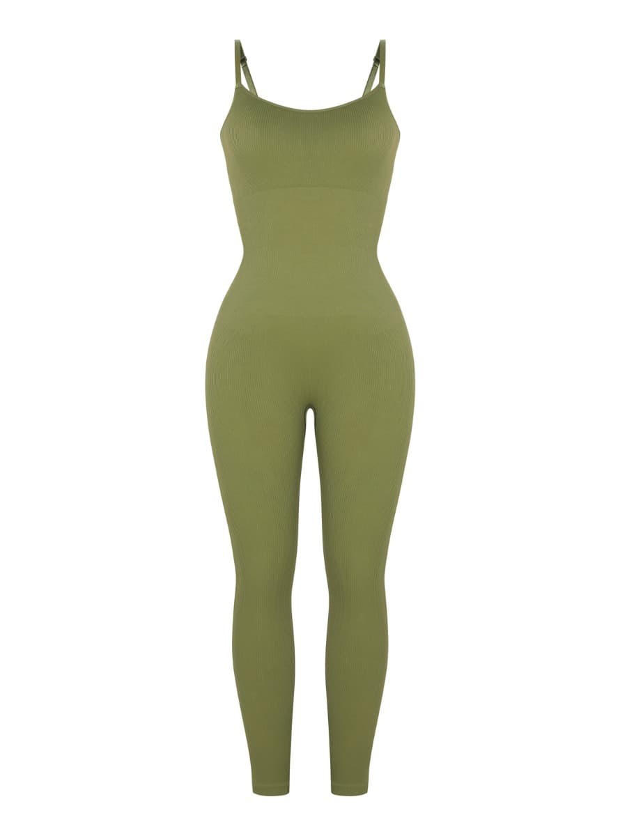High Stretchy Seamless Tummy Control Jumpsuit Removable cup pads