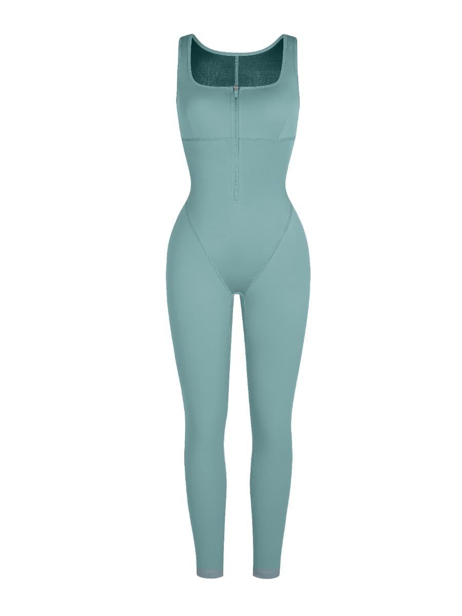 New Fashion Zipper Front Slit Sports Sauna Jumpsuit