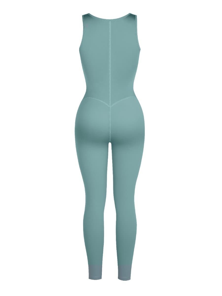 New Fashion Zipper Front Slit Sports Sauna Jumpsuit
