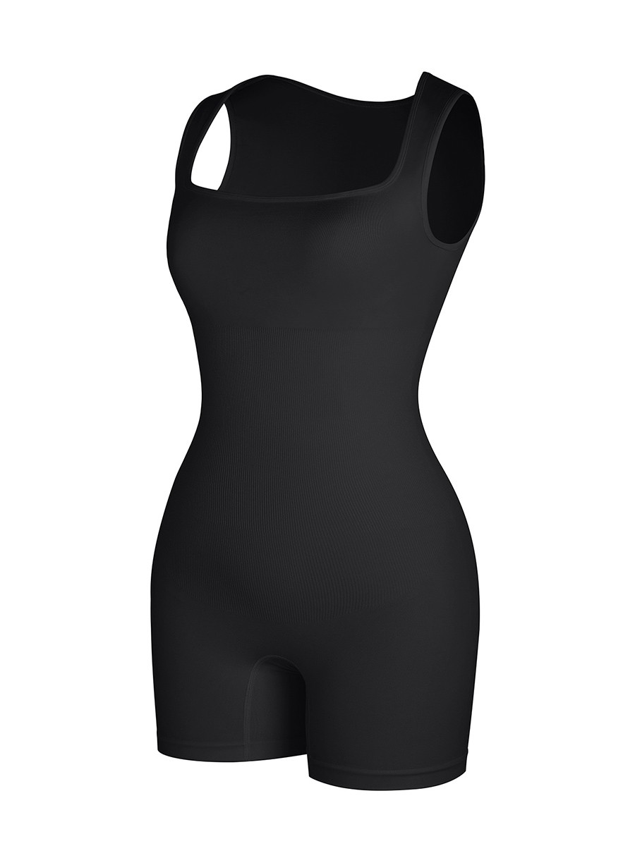 Seamless Eco-friendly Square Neck Waist and Belly Shaping Jumpsuit