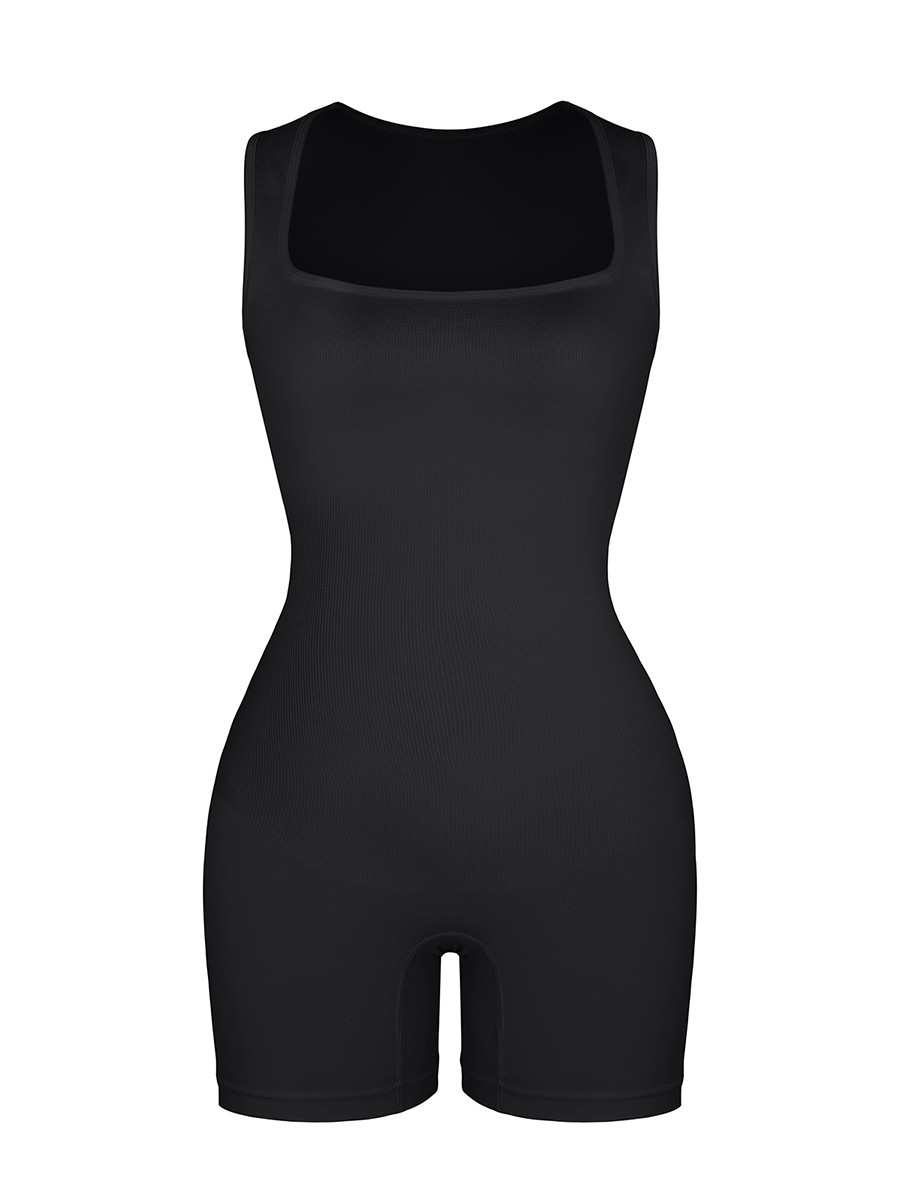Seamless Eco-friendly Square Neck Waist and Belly Shaping Jumpsuit