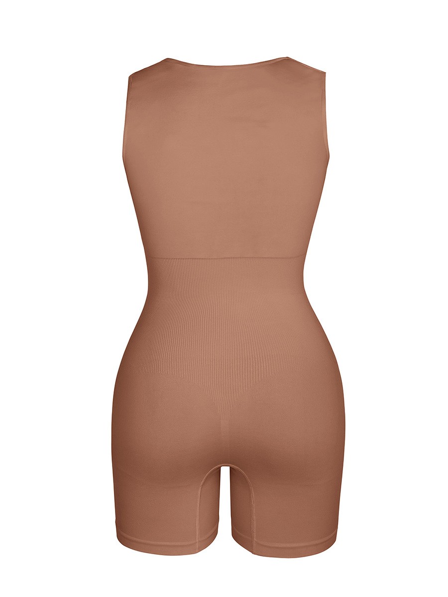 Fashion Eco-friendly Seamless Square Neck Waist and Belly Shaping Jumpsuit