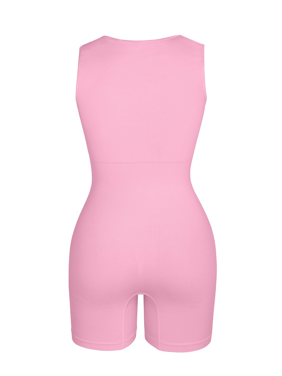 Eco-friendly Seamless Square Neck Waist and Belly Shaping Jumpsuit