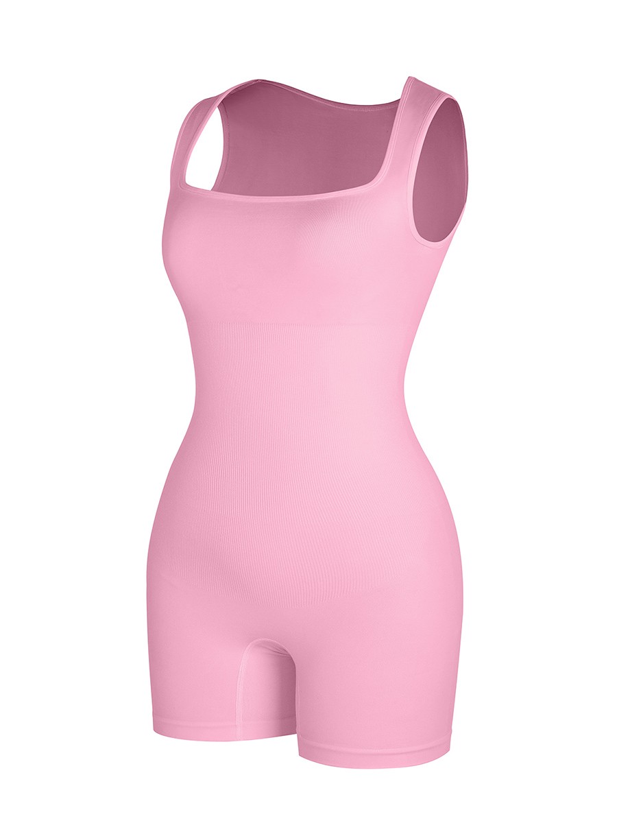 Eco-friendly Seamless Square Neck Waist and Belly Shaping Jumpsuit