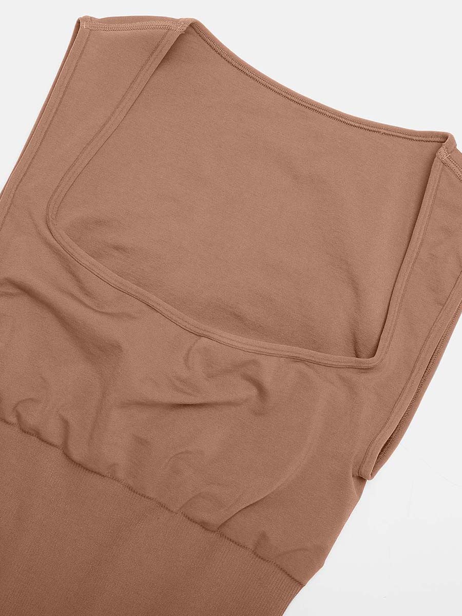 Nude Square Neck Eco-friendly Seamless Waist and Belly Shaping Jumpsuit