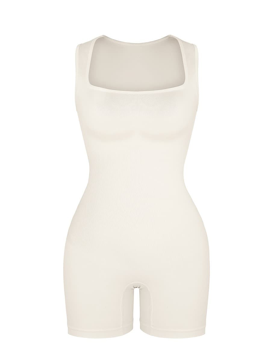 Square Neck Eco-friendly Seamless Waist and Belly Shaping Jumpsuit