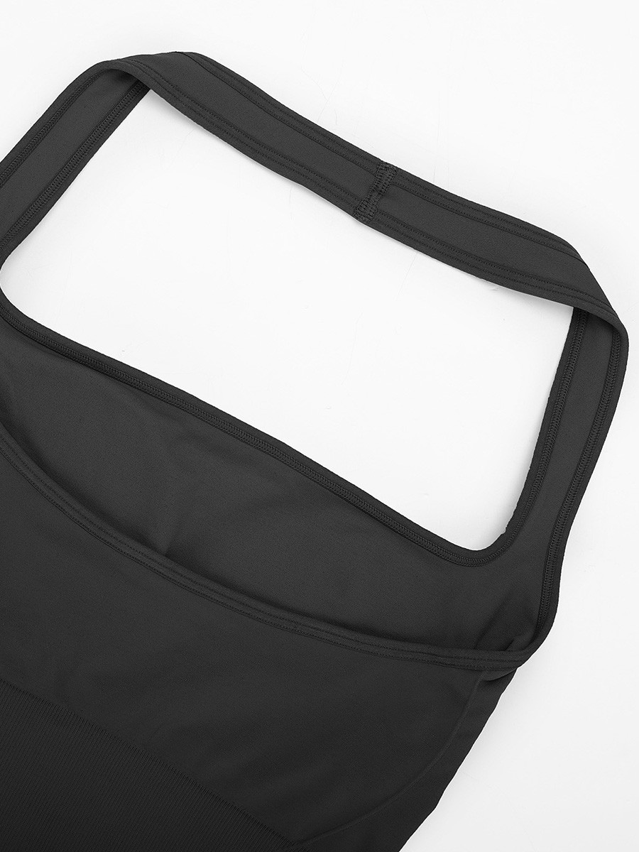 Black Seamless Eco-friendly Halter Neck Jumpsuit