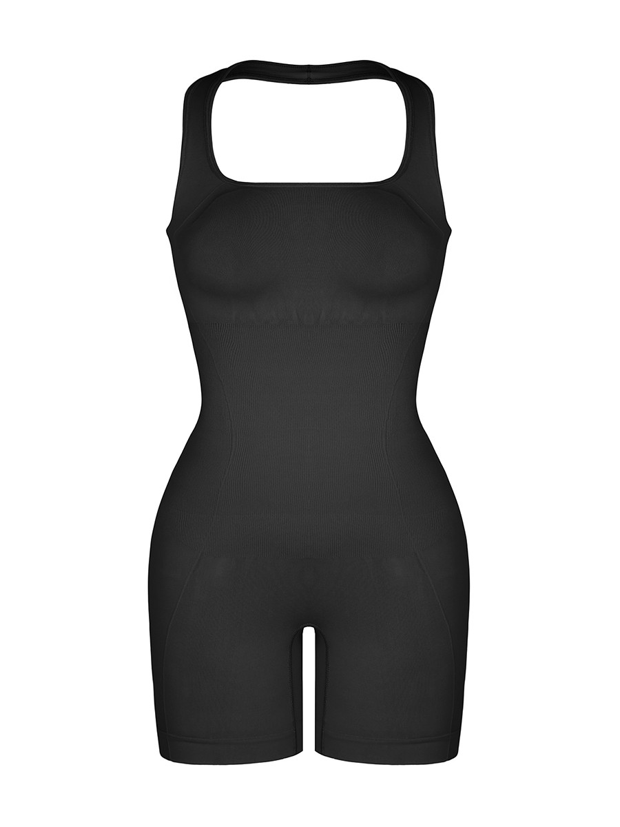 Black Seamless Eco-friendly Halter Neck Jumpsuit