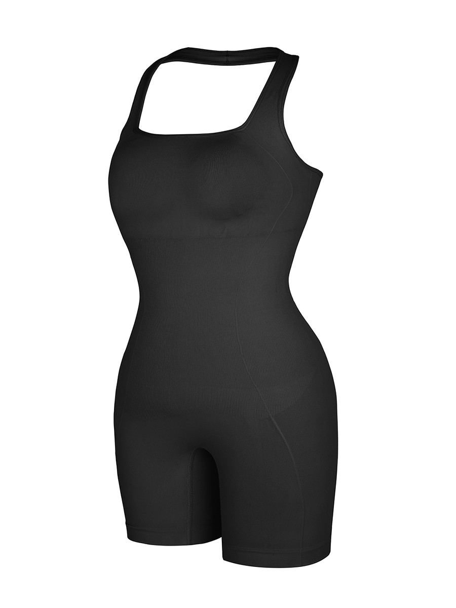 Black Seamless Eco-friendly Halter Neck Jumpsuit