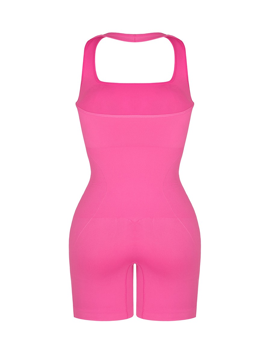 Pink Seamless Eco-friendly Fabric Halter Neck Waist Shaping Jumpsuit