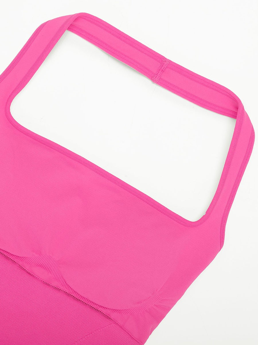 Pink Seamless Eco-friendly Fabric Halter Neck Waist Shaping Jumpsuit