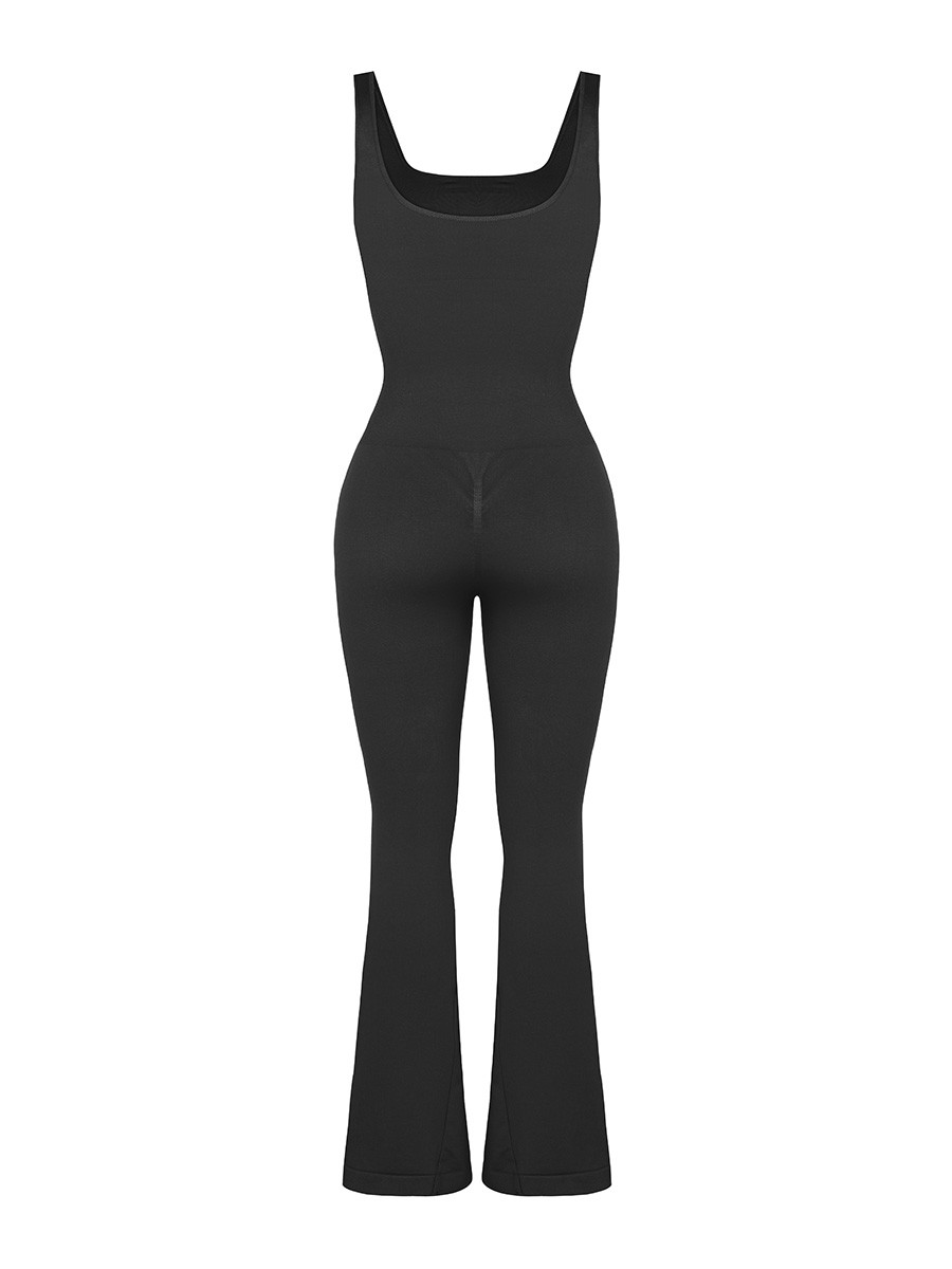 Fashion Seamless Square Neck U-Back Flared Jumpsuit