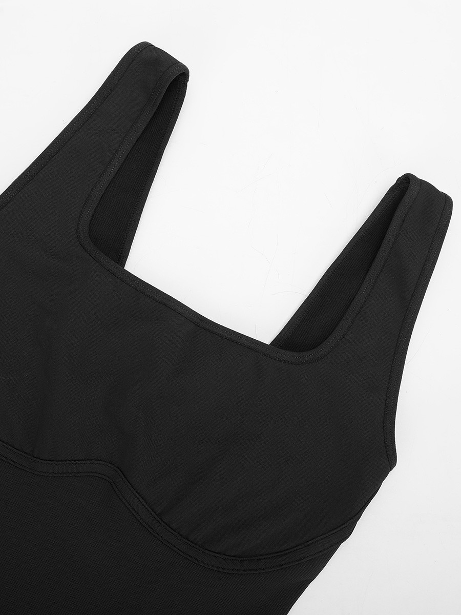 Fashion Seamless Square Neck U-Back Flared Jumpsuit