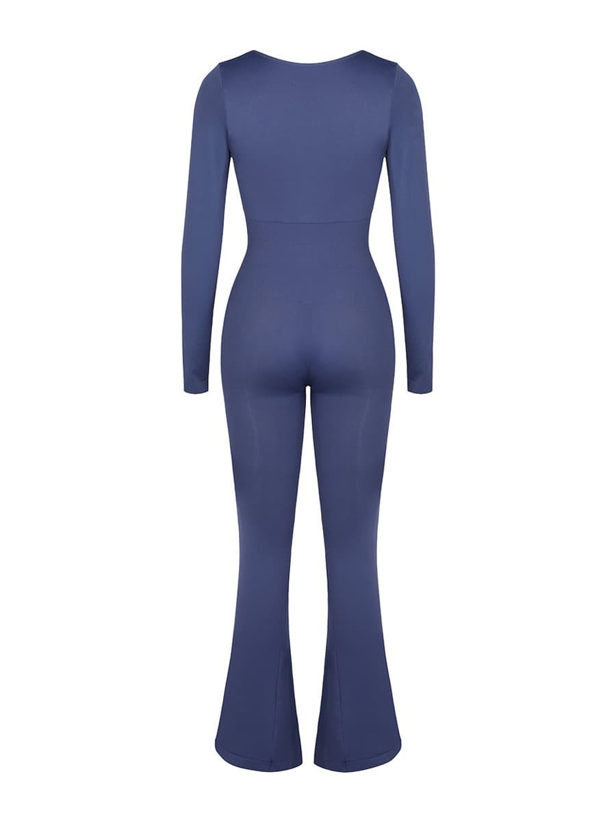 Seamless Inverted T-shoulder one-piece Flared Jumpsuit