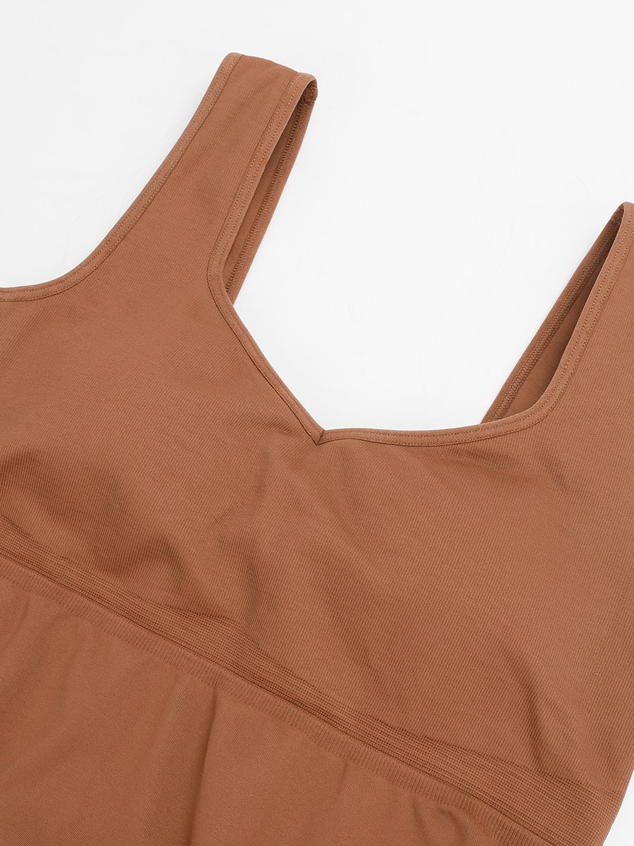 Brown Nude Seamless Eco-friendly Back Lifting Maternity Jumpsuit Catsuit
