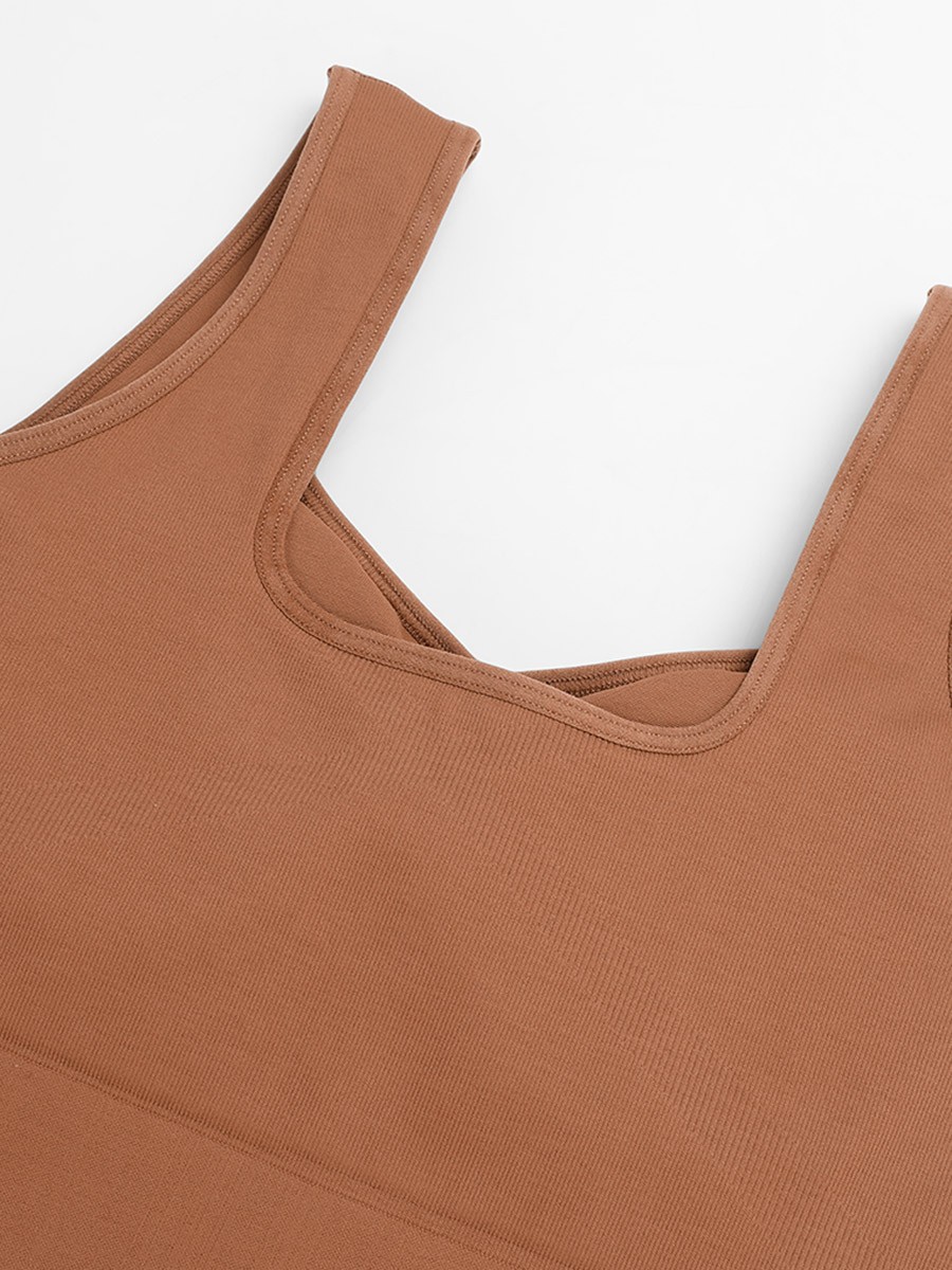 Brown Nude Seamless Eco-friendly Back Lifting Maternity Jumpsuit Catsuit