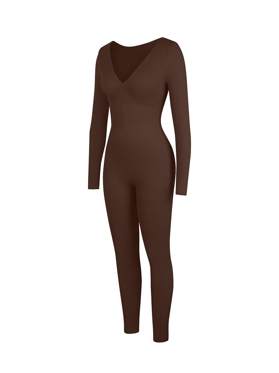 Deep V Seamless Tummy Control Waist Cinching Catsuit