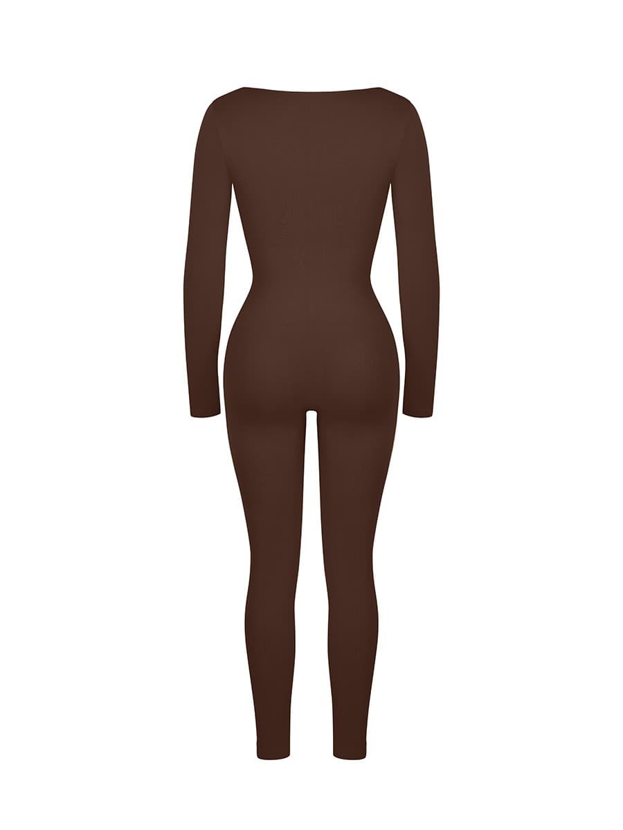 Deep V Seamless Tummy Control Waist Cinching Catsuit