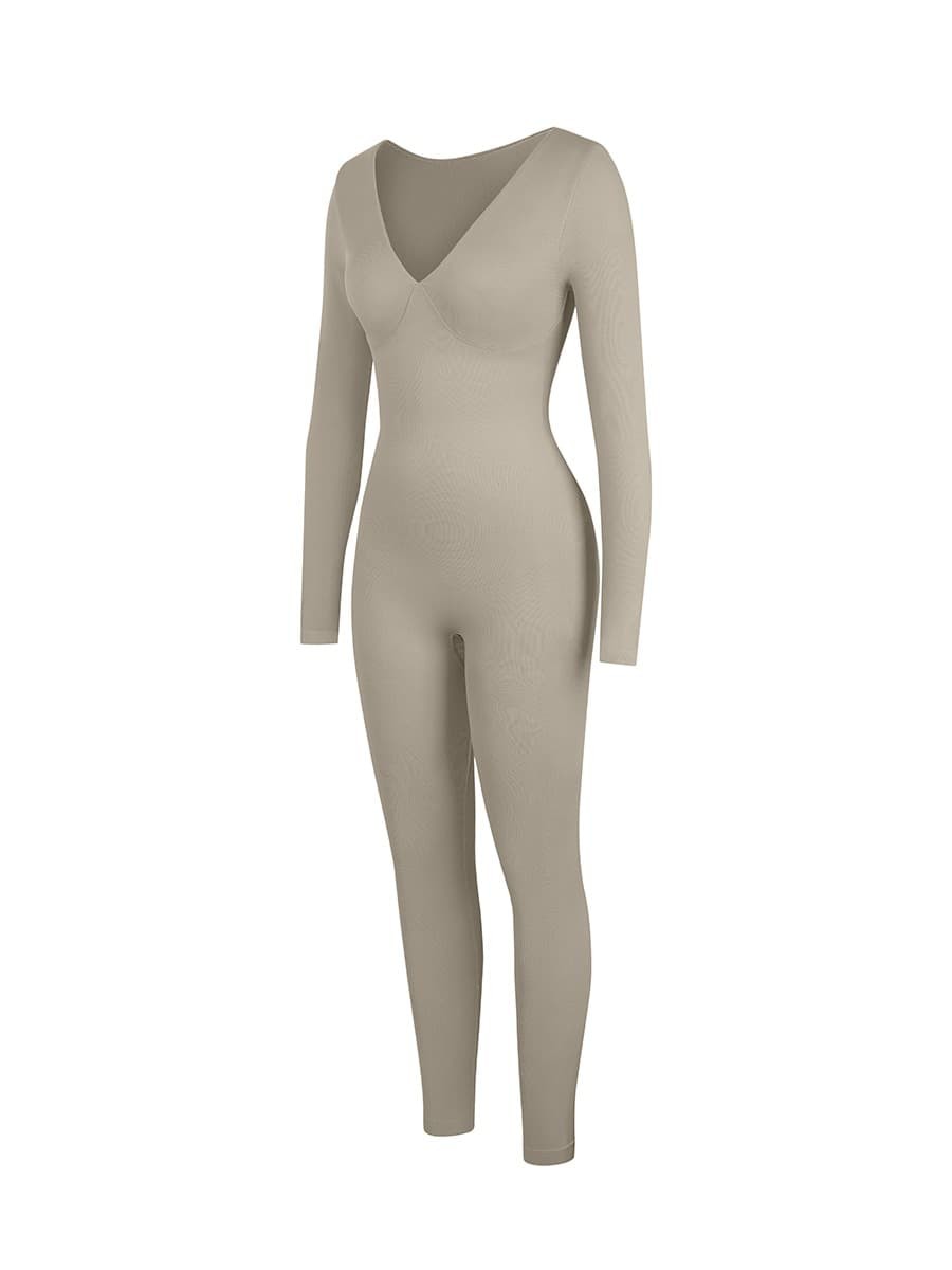 Deep V Tummy Control Waist Cinching Catsuit