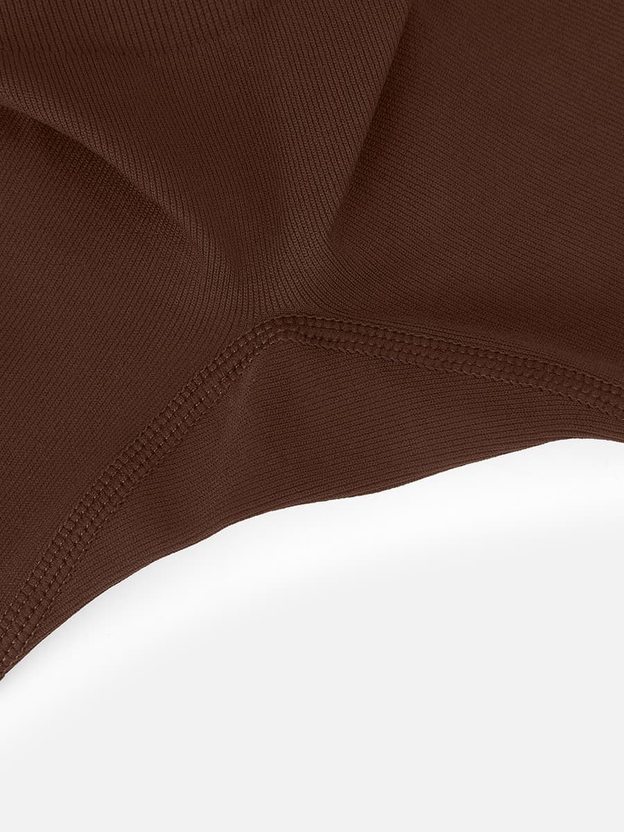 Brown Deep V Seamless Tummy Control Waist Cinching Catsuit