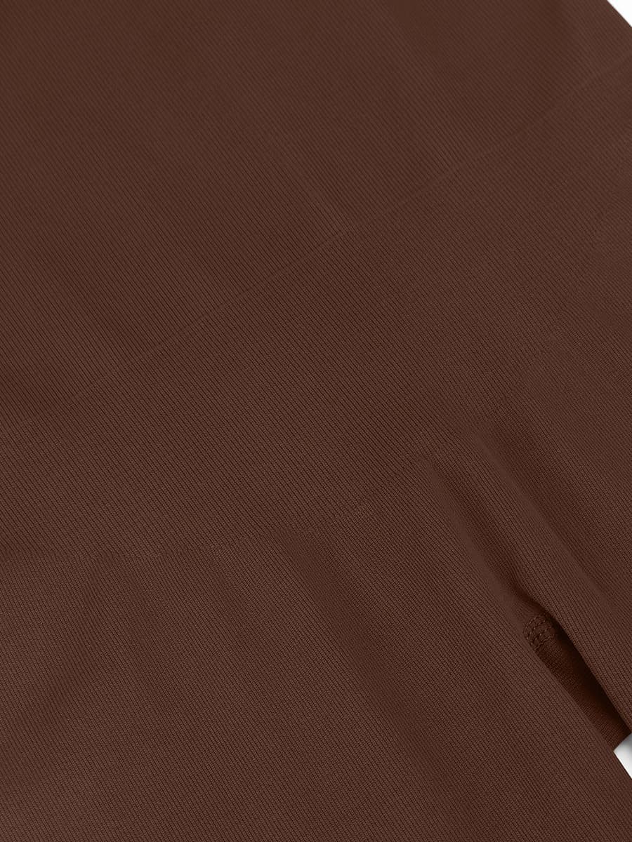 Brown Deep V Seamless Tummy Control Waist Cinching Catsuit