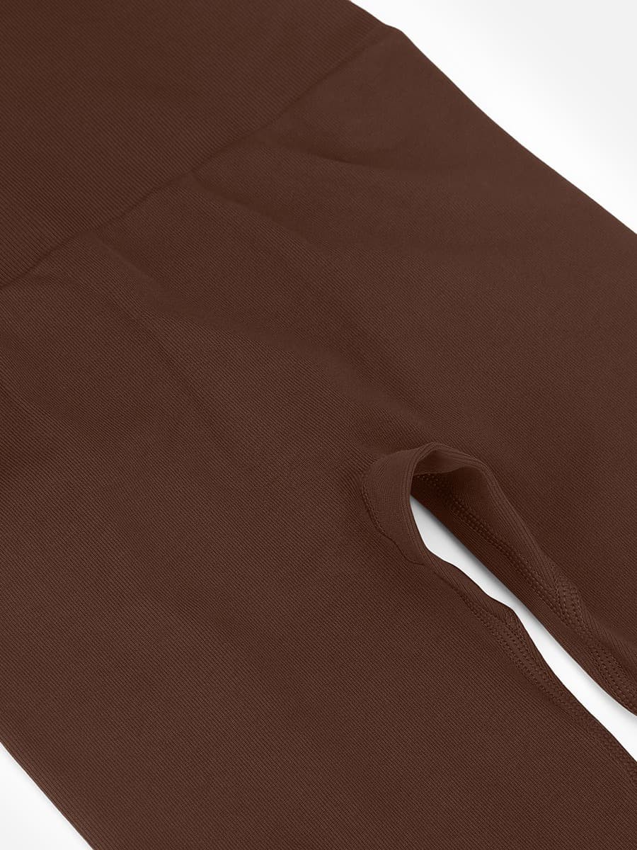 Brown Deep V Seamless Tummy Control Waist Cinching Catsuit