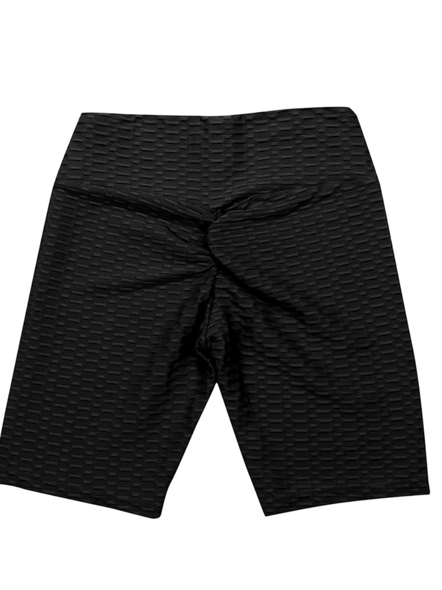 Body Hugging Black Jacquard High Waist Crop Sports Suit Stretched