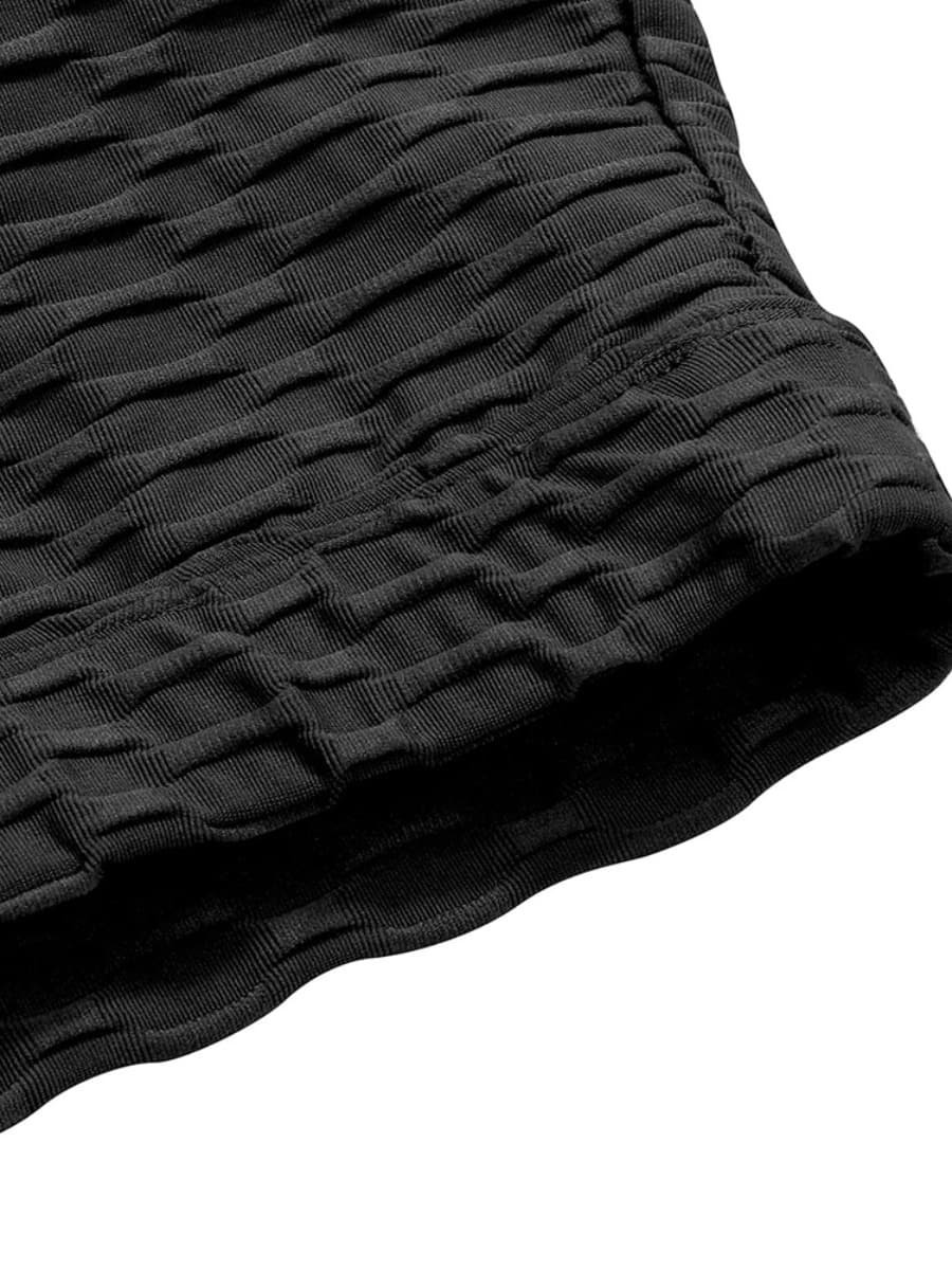 Body Hugging Black Jacquard High Waist Crop Sports Suit Stretched
