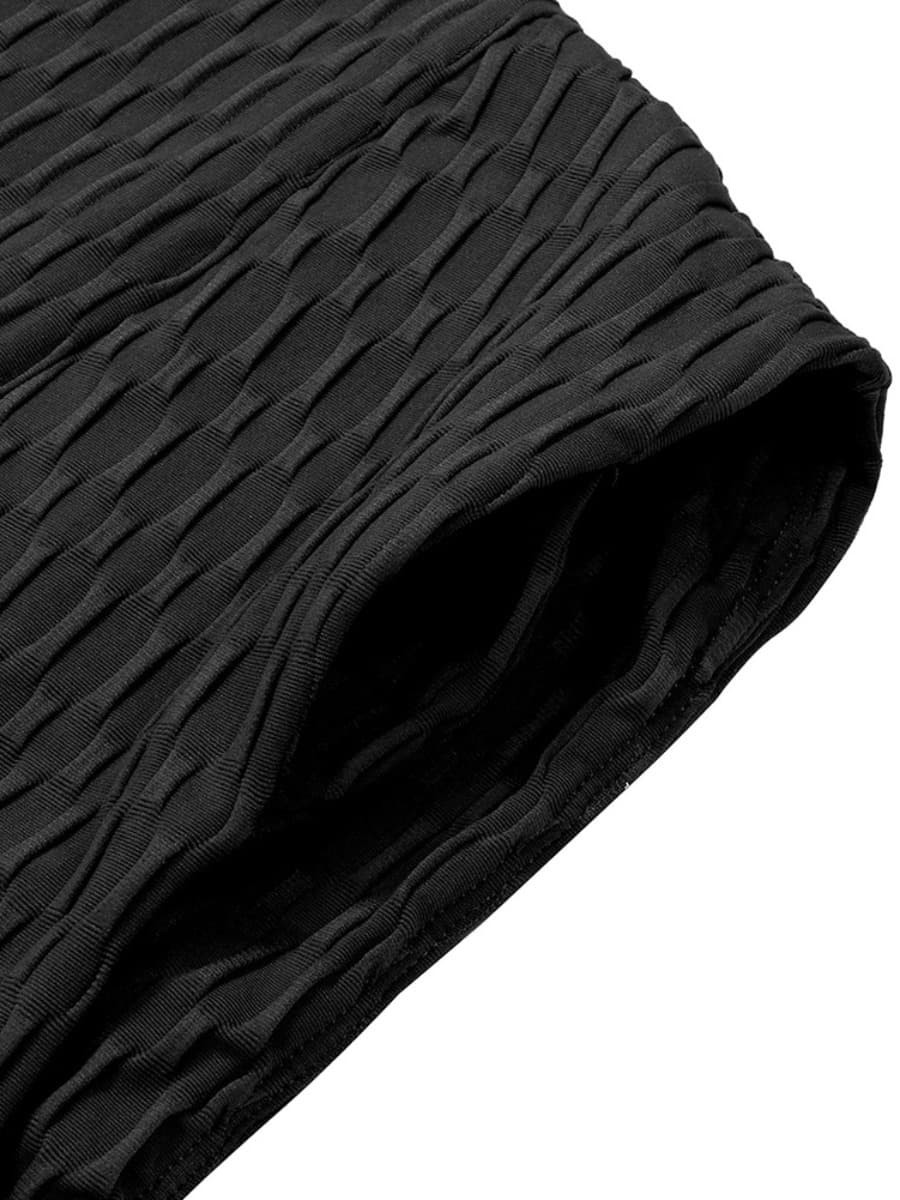 Body Hugging Black Jacquard High Waist Crop Sports Suit Stretched