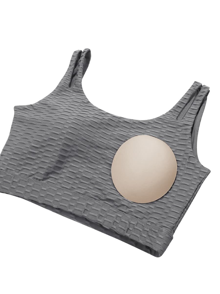 Gray Jacquard Yoga Top High Waist Shorts Versatile Item
