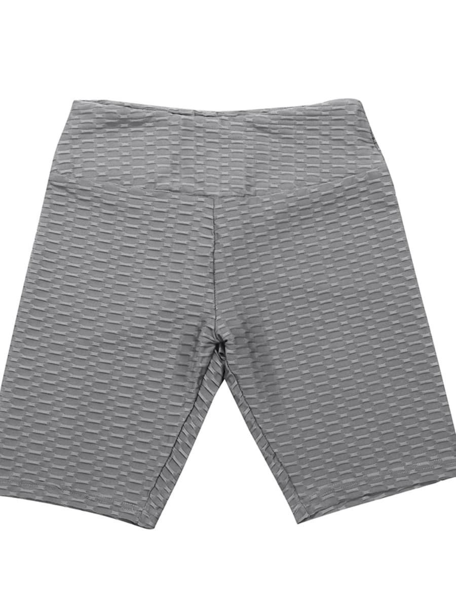 Gray Jacquard Yoga Top High Waist Shorts Versatile Item
