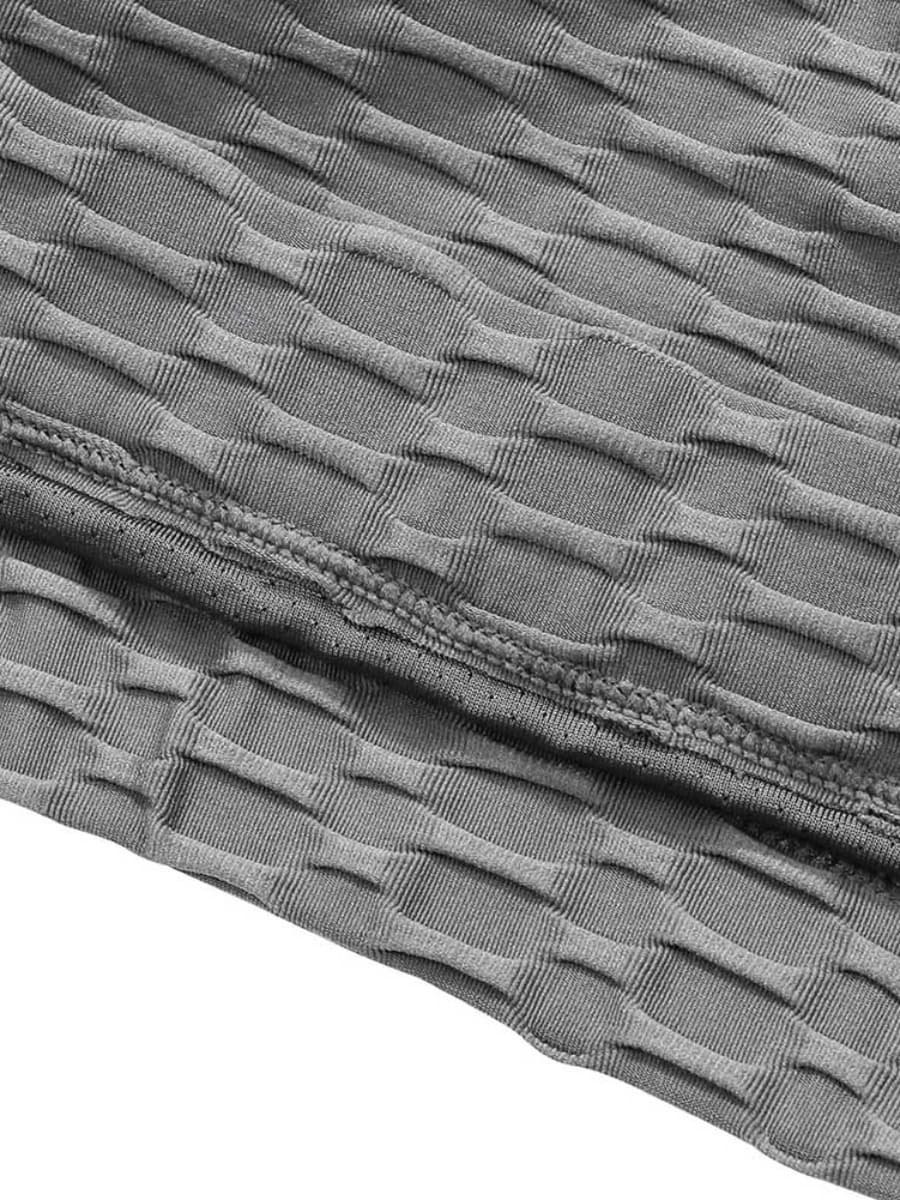 Gray Jacquard Yoga Top High Waist Shorts Versatile Item