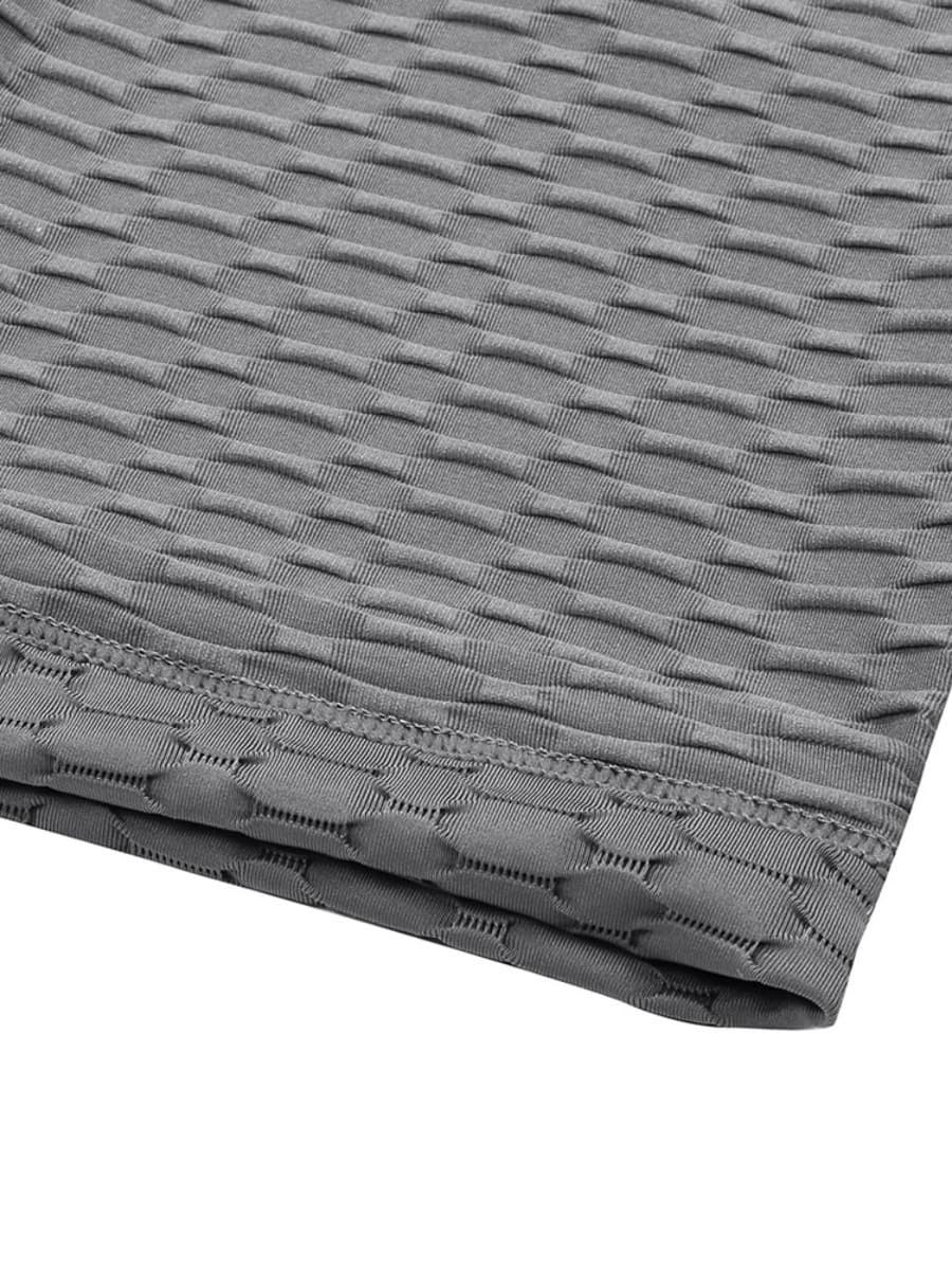 Gray Jacquard Yoga Top High Waist Shorts Versatile Item