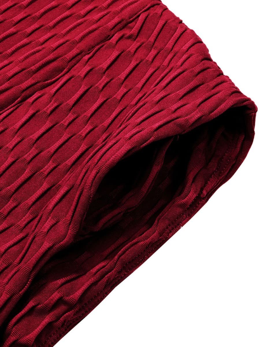Tight Wine Red Scoop Neck Crop Jacquard Sports Suit Tight