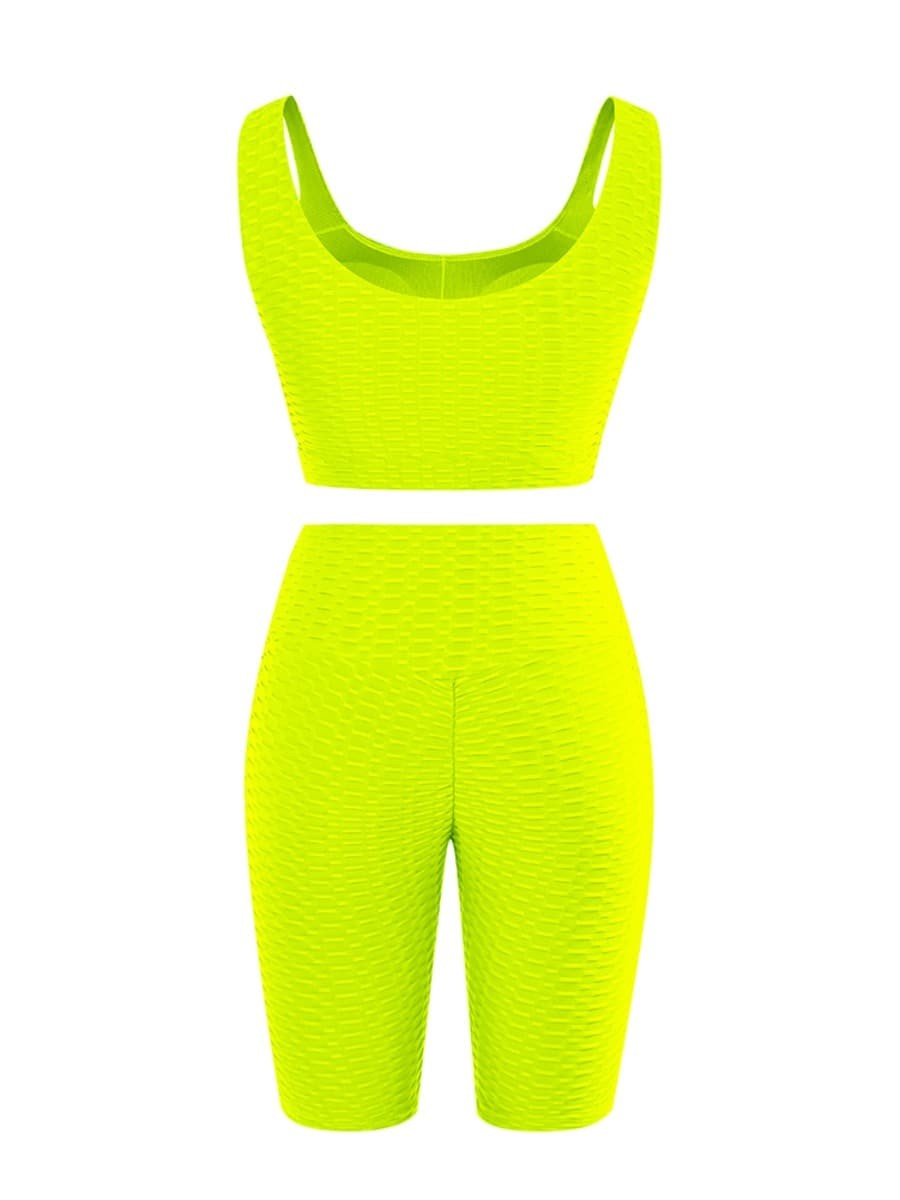 Yellow Flirting Scoop Neck Training Suits High Waist Lightweight