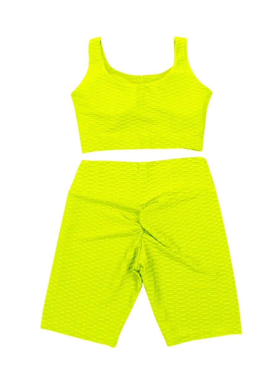Yellow Flirting Scoop Neck Training Suits High Waist Lightweight