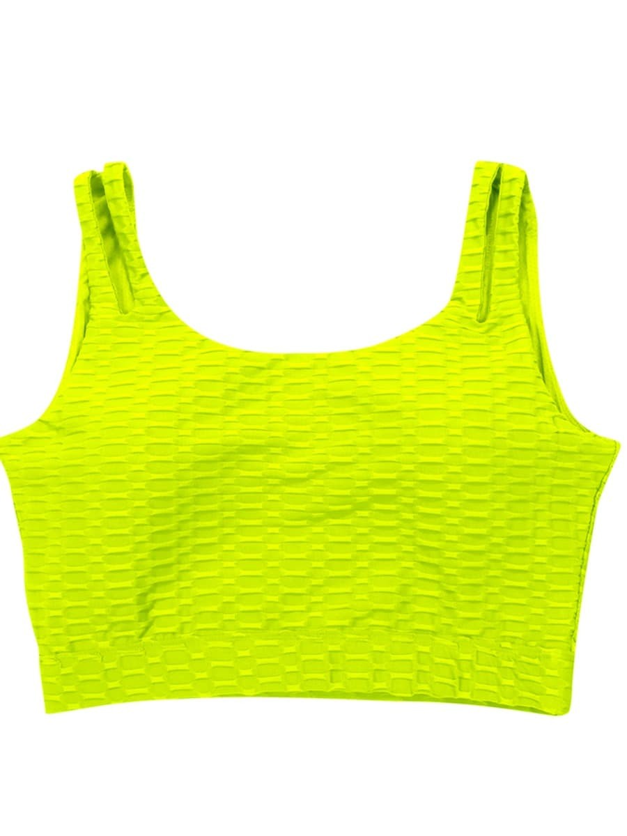 Yellow Flirting Scoop Neck Training Suits High Waist Lightweight