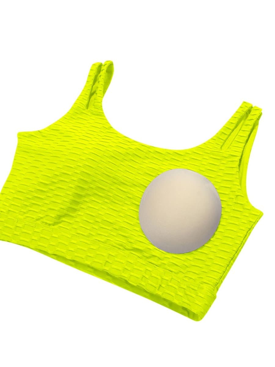 Yellow Flirting Scoop Neck Training Suits High Waist Lightweight