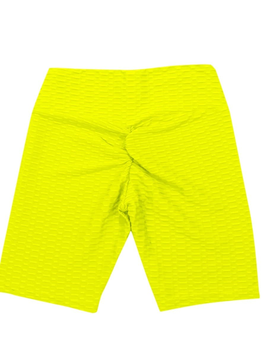 Yellow Flirting Scoop Neck Training Suits High Waist Lightweight