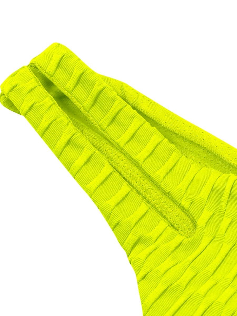Yellow Flirting Scoop Neck Training Suits High Waist Lightweight