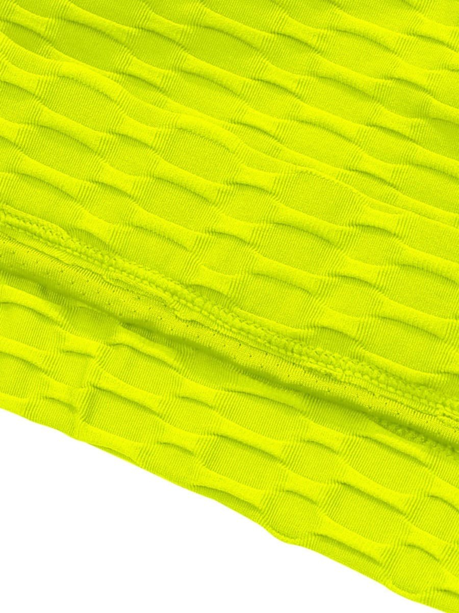 Yellow Flirting Scoop Neck Training Suits High Waist Lightweight